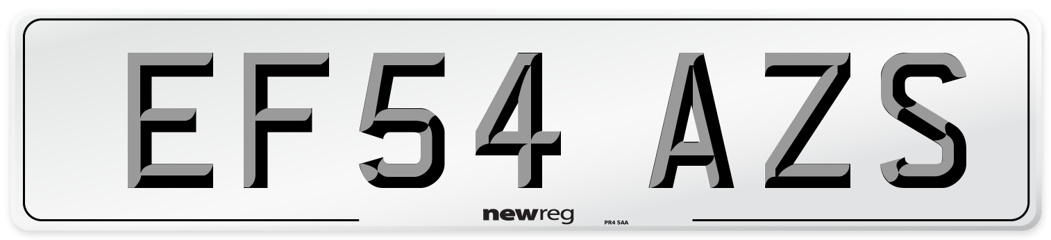 EF54 AZS Number Plate from New Reg
